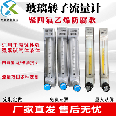 定制四氟防腐LZBF4强酸碱氯气烟气二氧化硫耐腐蚀玻璃转子流量计