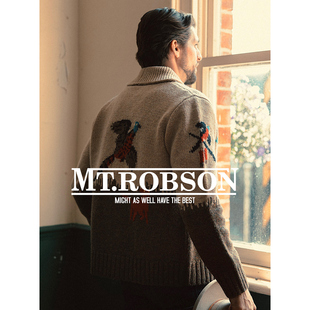 MT.Robson青果领羊毛开衫重磅毛衣外套美式复古夹克针织进口机织