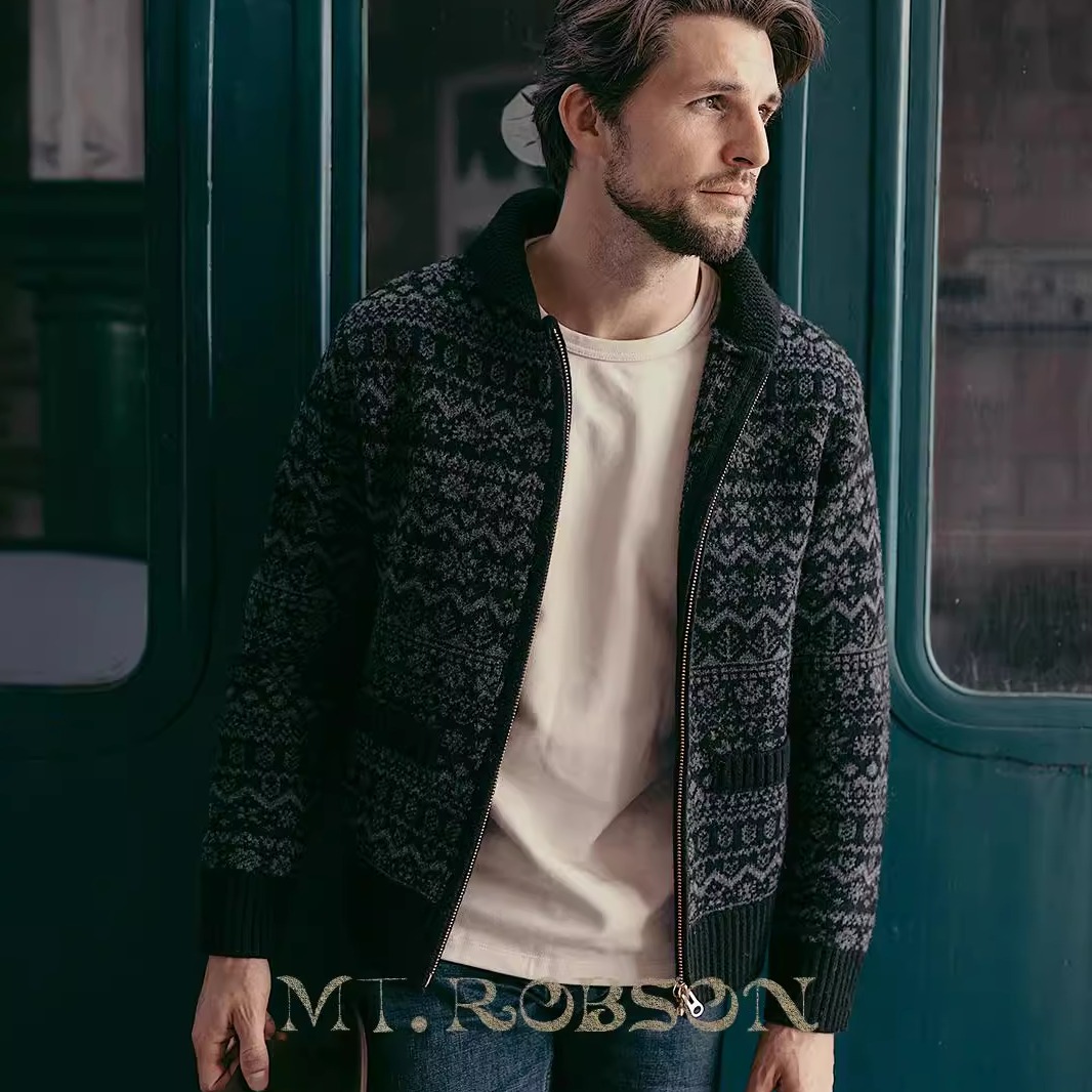 MT.Robson费尔岛重磅开衫青果领外套夹克美式复古加厚德国机织
