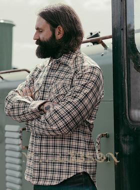 MT.Robson重磅14.9oz 美式复古阿美咔叽西部长袖格子衬衫工装加厚