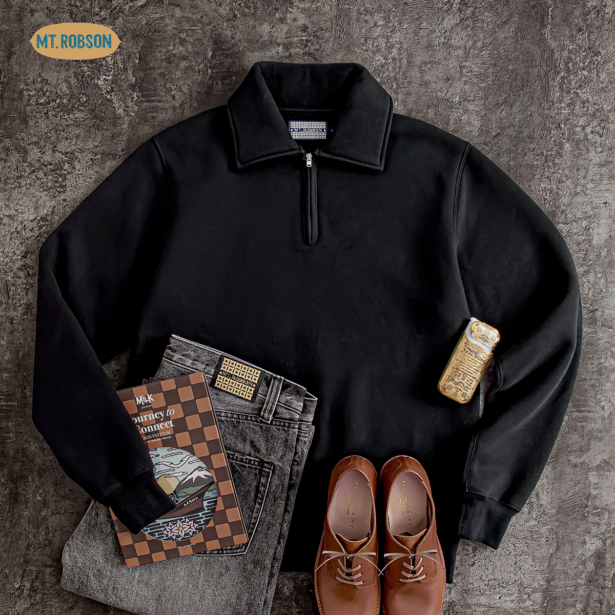 MT.Robson 12.1oz重磅厚实复古长袖卫衣美式工装水洗面料ykk拉链