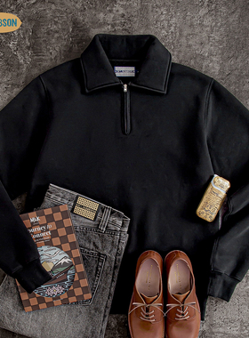 MT.Robson 12.1oz重磅厚实复古长袖卫衣美式工装水洗面料ykk拉链