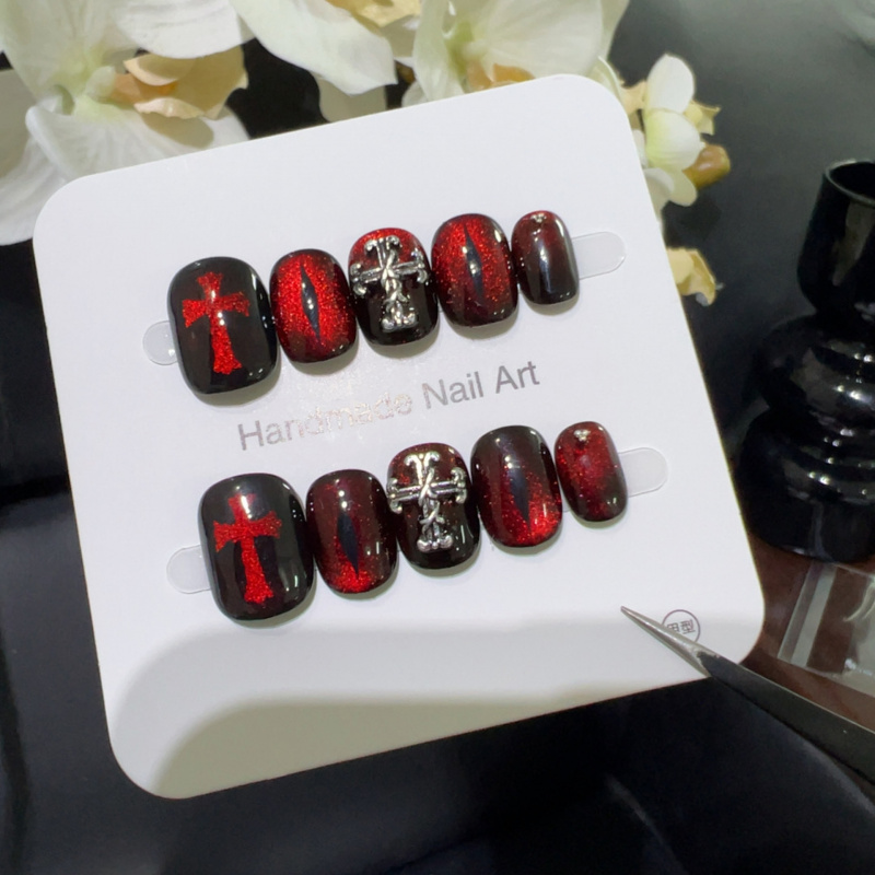 血色哥特暗黑风美甲00