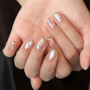 【白开水】裸色冰透百搭水光玻璃珠追光猫眼精致显白手工穿戴美甲