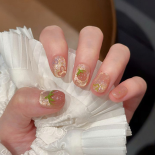 【蜜夏绮园】手绘草莓菠萝水果美甲贴片甜美可爱风精致手工穿戴甲