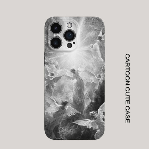 适用iPhone17Promax保护套灰白天使16promax手机壳15pro个性14plus女生12磨砂11高级16plus苹果13pro华为小米