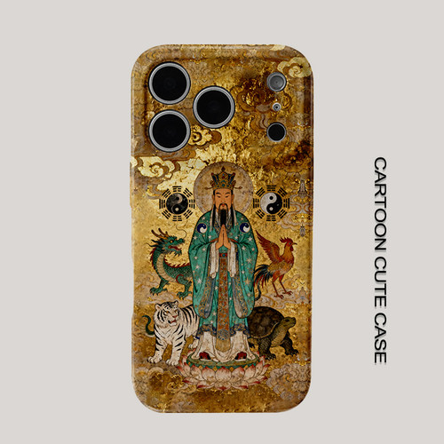 苹果iPhone中国风神仙图案菲林硬壳全包手机保护套复古适用于华为mate80promax苹果15/15/13pro磨砂软壳女生