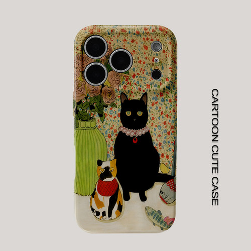 适用于iPhone17手机壳菲林壳油画猫咪保护套个性创意适用于华为mate80promax苹果15/16/13磨砂软壳男生小米17