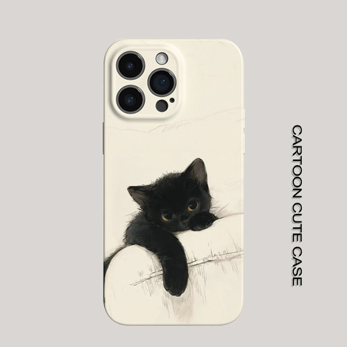适用iPhone17Promax保护套手绘猫咪16promax手机壳15pro个性14plus女生12磨砂11高级16plus苹果13pro华为小米