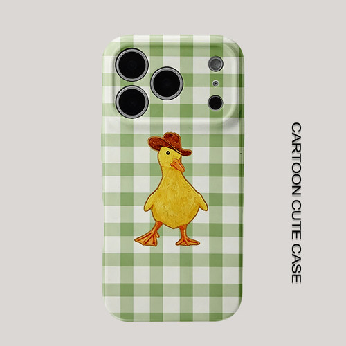 适用于iPhone17pro手机壳菲林壳格纹鸭子创意保护套华为mate80promax苹果15/16/13磨砂软壳小米15pro高级感11