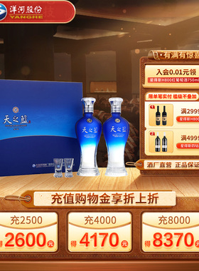 梦之蓝旗舰店洋河天之蓝46度480ml*2瓶礼盒装白酒过节送礼