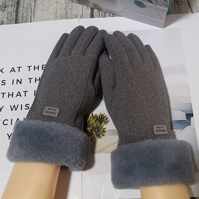 冬季加绒可爱女士手套新款骑行触屏学生五指自行车骑车开车分指
