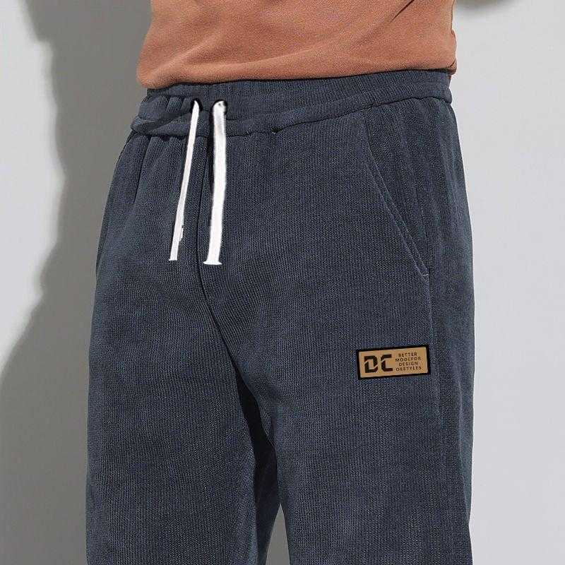 灯芯绒束脚裤子男生春秋款拼接休闲裤运动卫裤2025新款宽松长裤