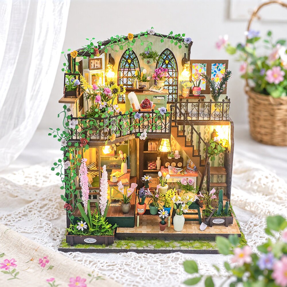 木制diy小屋手工玩具拼装建筑模型屋桌面摆件装饰创意手工礼物