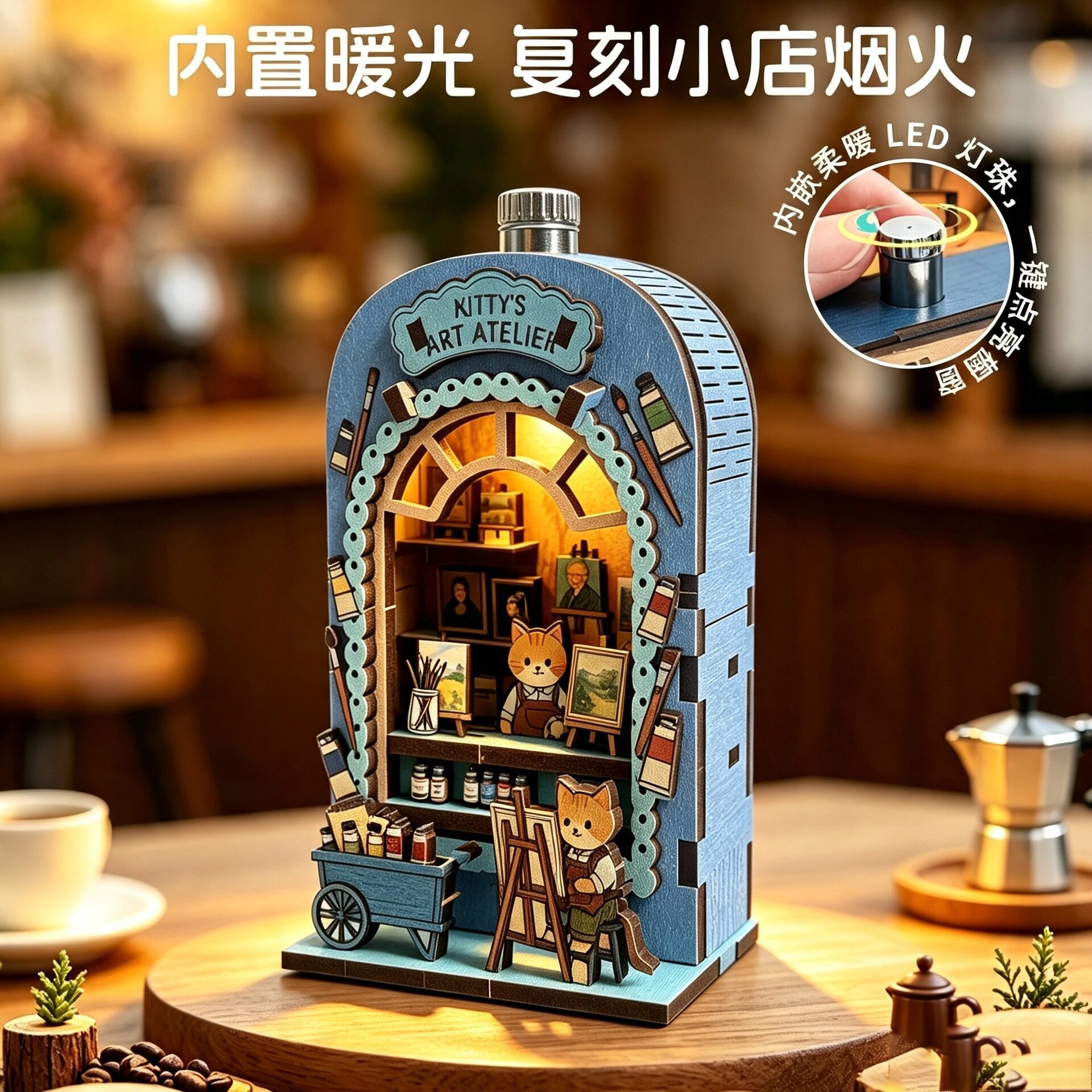 木质拼装diy冰箱贴微缩场景小屋手工3D立体拼图摆件创意生日礼物