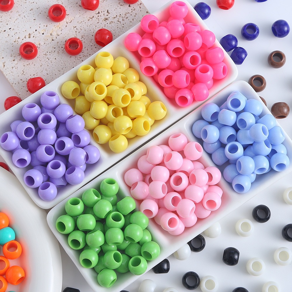 50个12mm亚克力糖果色大孔圆珠散珠子diy手机链钥匙扣包挂材料饰