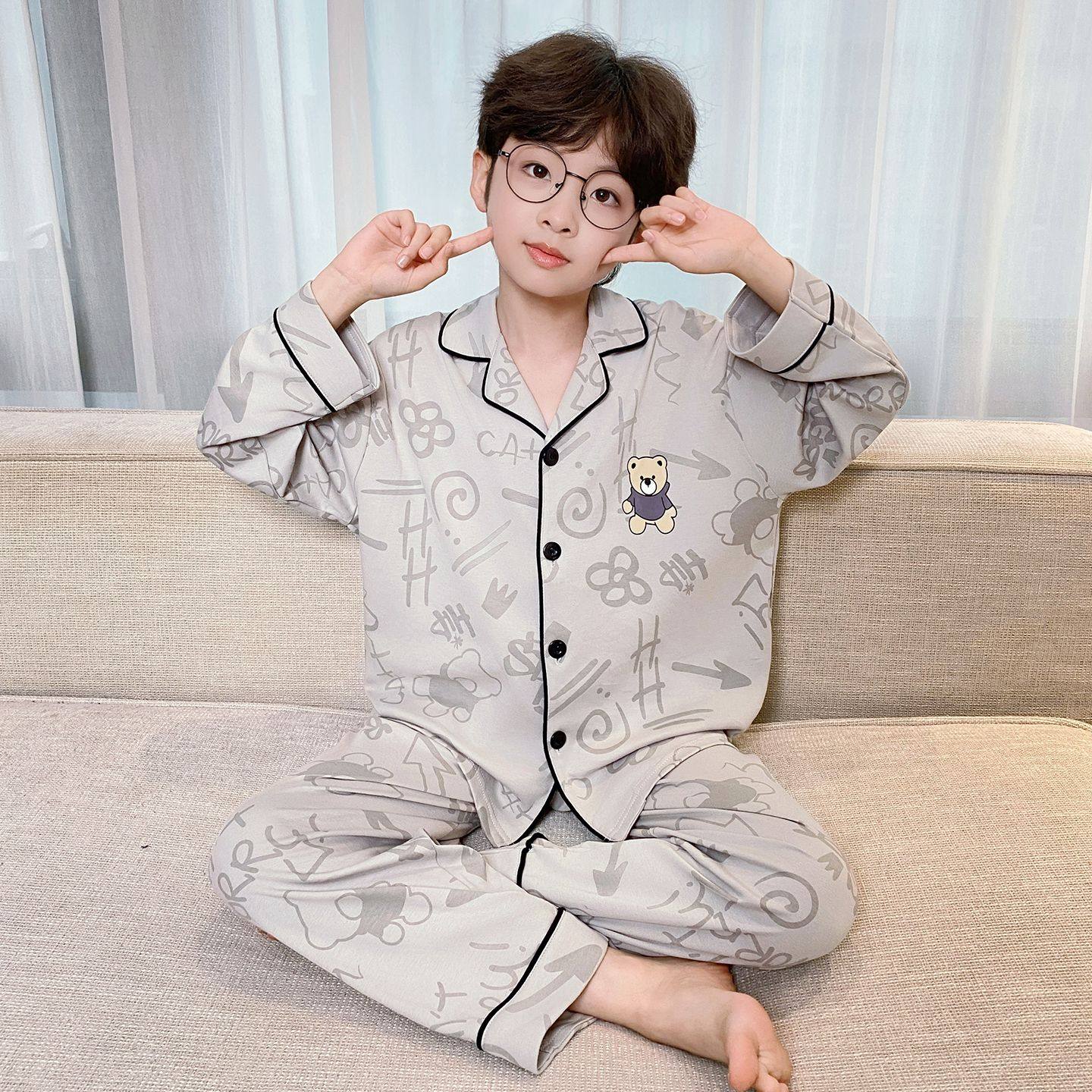 男童纯棉睡衣套装2026款春秋卡通开衫翻领长袖青少年家居服可外穿,童装/婴儿装/亲子装,家居服套装,淘宝优惠券,粉丝福利购,淘宝优惠卷