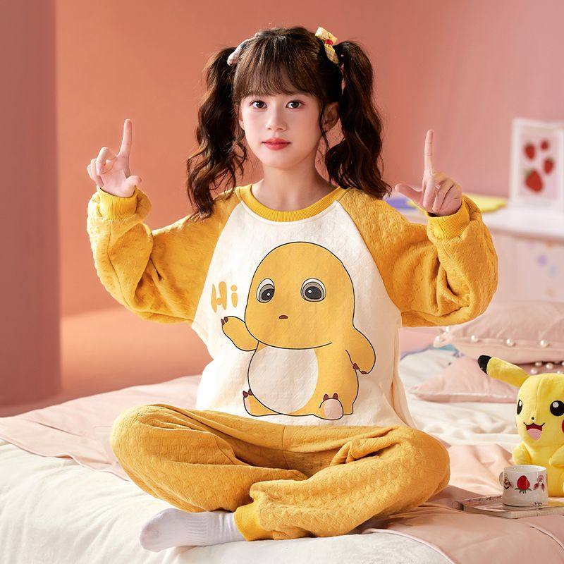 卡通奶龙睡衣女童秋加厚空气棉长袖卡通可爱风保暖大童家居服套装,童装/婴儿装/亲子装,家居服套装,淘宝优惠券,粉丝福利购,淘宝优惠卷