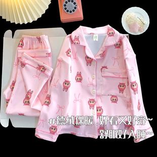 2026款女童德绒睡衣套装春秋冬加厚保暖卡通可爱风开衫长袖家居服