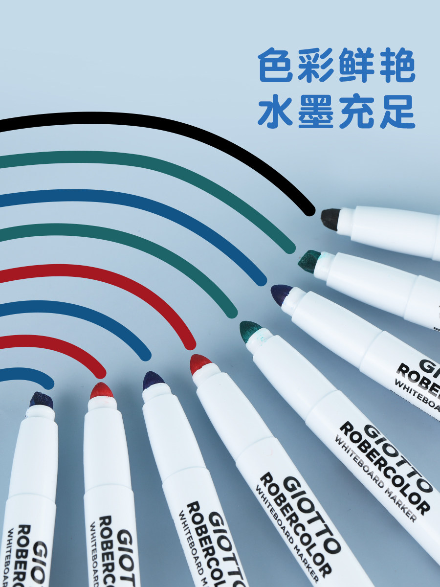 이탈리아에서 수입한 GIOTTO 화이트보드 펜은 학생과 어린이 모두가 지울 수 있고 쓰기 쉽고 지우기 쉽고 교사에게도 안전하며 수성 잉크 굵은 대형 마커 검정색 파란색 빨간색