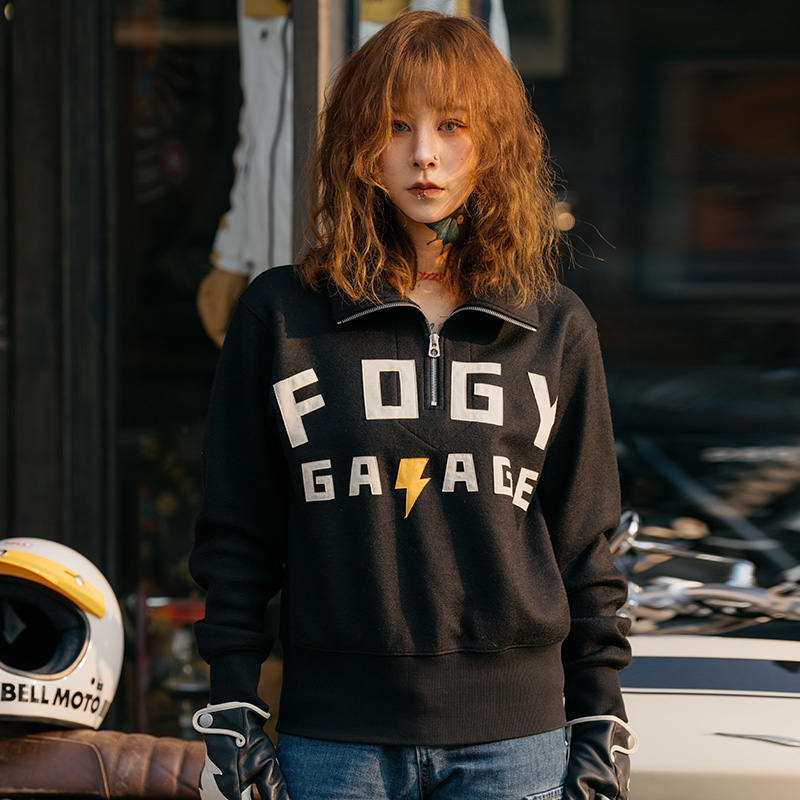 福禄车库10周年复古秋冬阿美咔叽运动羊毛上衣半拉链卫衣男女同款