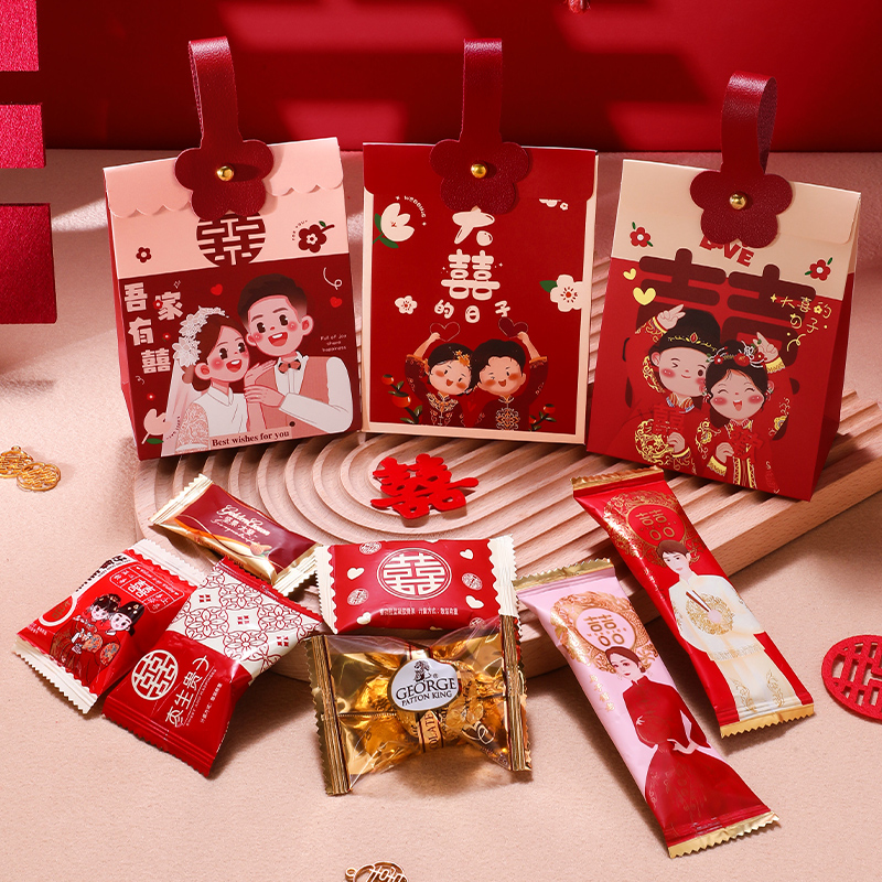 喜糖成品结婚手拎糖果盒子礼盒2024新款婚礼伴手礼含糖金冠牌婚糖