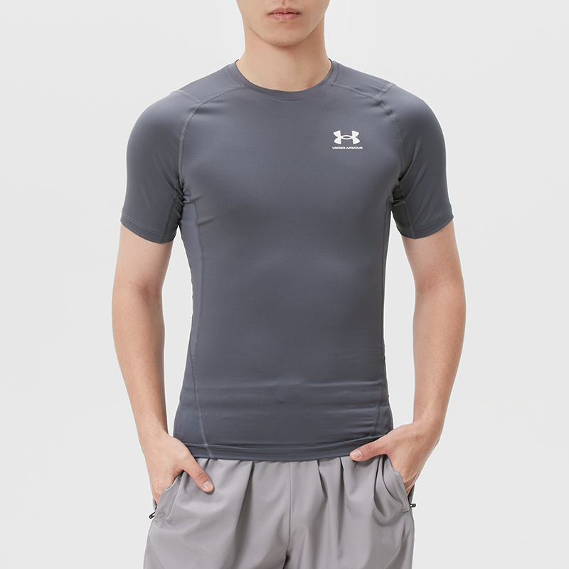 安德玛UA男装 2025紧身衣短袖T恤跑步健身运动服快干透气弹力训