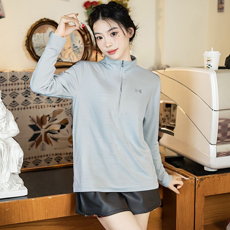 安德玛女子半拉链长袖T恤