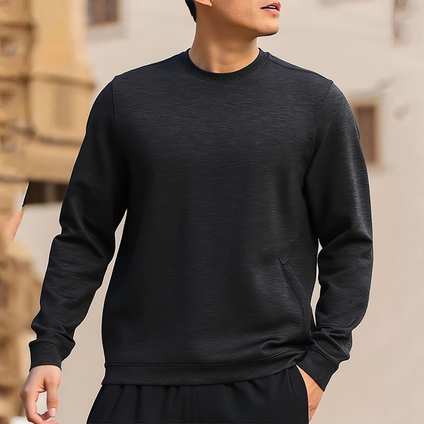 UA安德玛加绒卫衣男装春季运动服跑步训练毛圈上衣休闲圆领套头衫