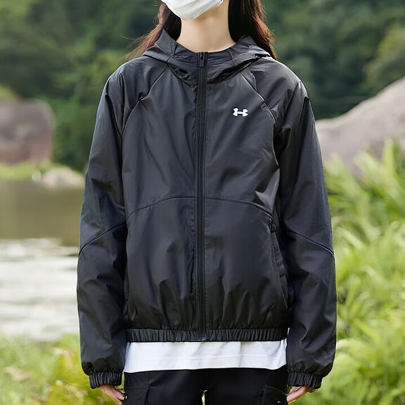 安德玛官方女子外套正品秋季训练运动透气防风轻质梭织夹克