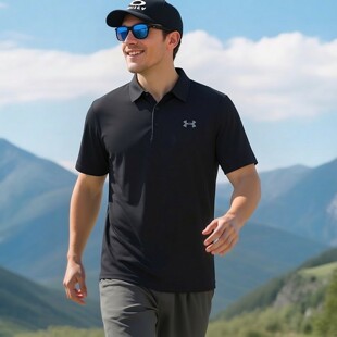 POLO衫 新款 运动服黑色训练T恤 男子2026春季 UA安德玛官方快干短袖