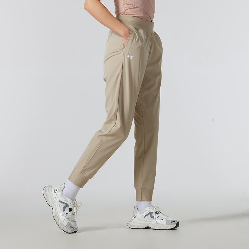 安德玛官方女裤2025年秋季新款跑步运动裤收腿束脚长裤梭织休闲裤