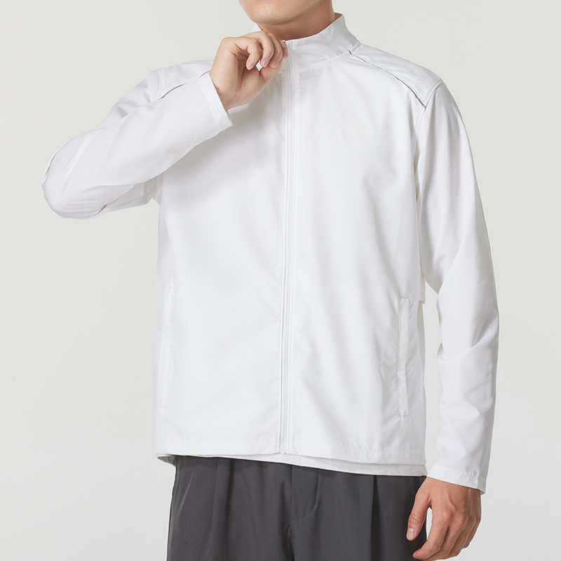 安德玛官方立领外套男秋季运动跑步训练防风舒适轻盈梭织夹克