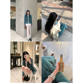 气质小香外套休闲长裤 女春季 两件套 孔雀绿灯芯绒套装 Boamarket