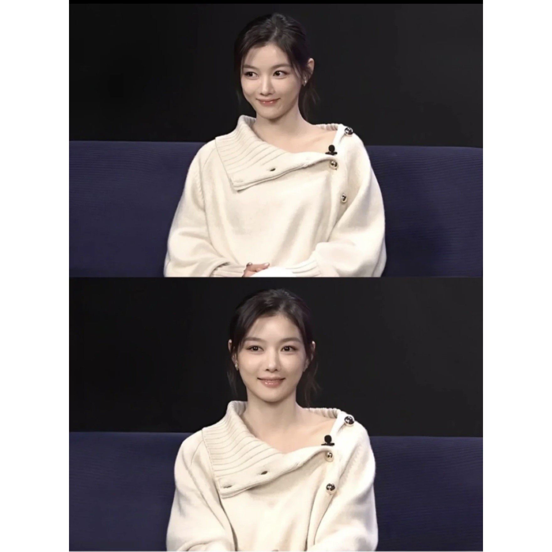 Boamarket cashmere美丽诺羊毛斜肩毛衣