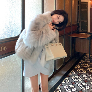 轻奢显瘦外套 灰蓝狐狸毛皮草女2024秋冬新款 Boamarket 泪眼布偶