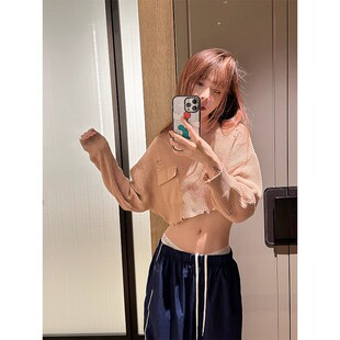 毛衣设计感小众针织衫 破洞软糯风短款 福利4折清仓 Boamarket