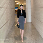 灰色针织包身裙女春季 2025新款 修身 Boamarket 性感针织长袖 连衣裙