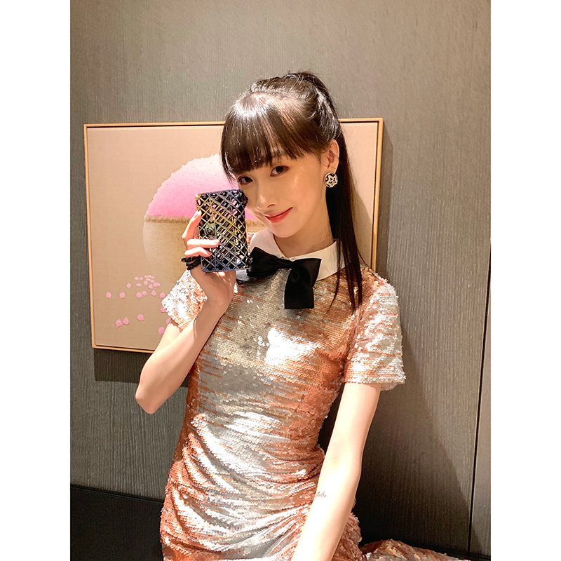 Boamarket 人鱼渐变亮片蝴蝶结连衣裙女春季新款重工华丽显瘦长裙