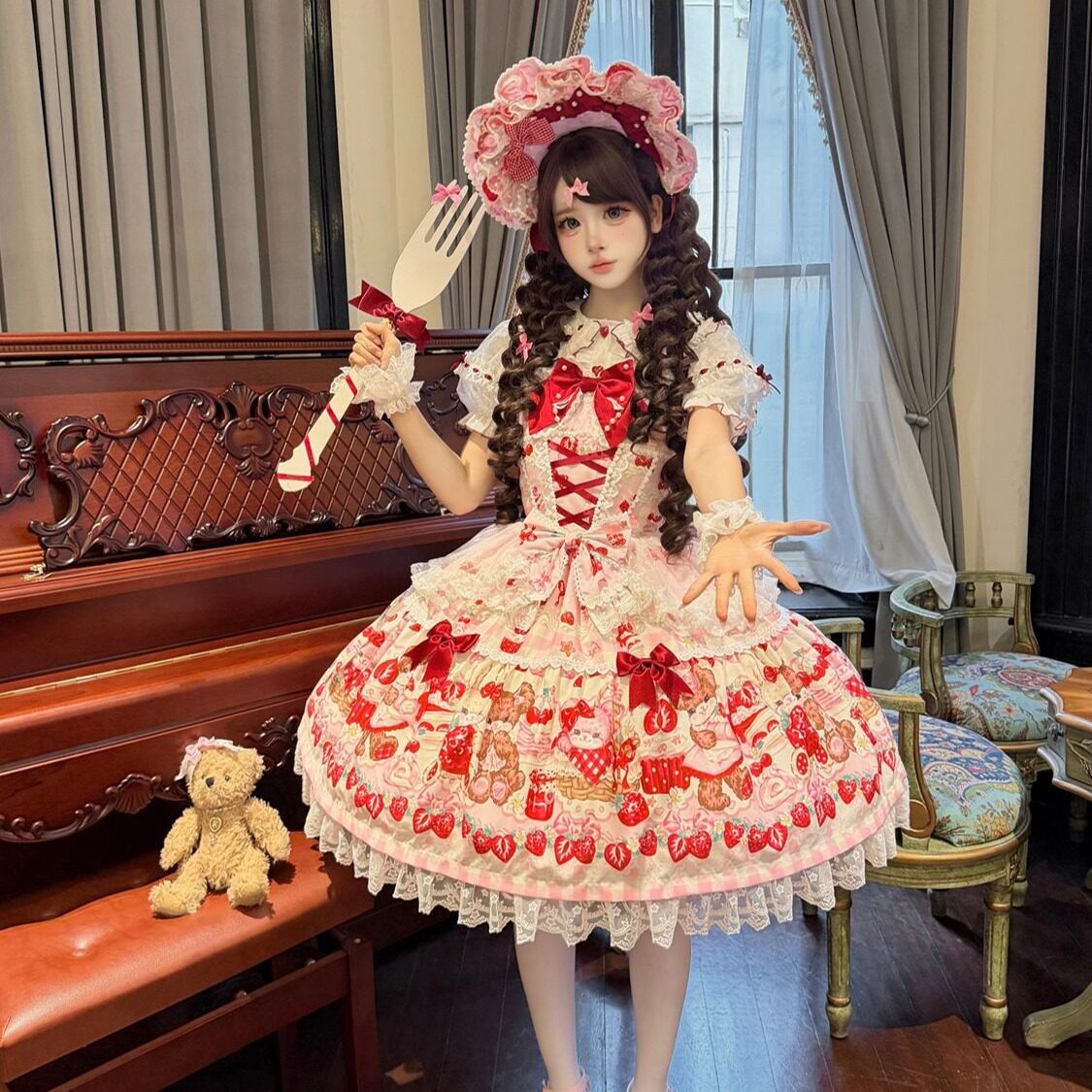 【甜莓兔熊】韩菇凉~原创设计Lolita洋装甜美可爱jsk吊带连衣裙女图片