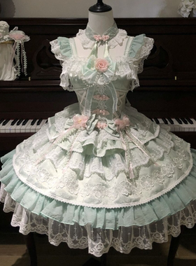 【桃时雨】韩菇凉~原创设计Lolita洋装甜美中华风jsk吊带连衣裙女