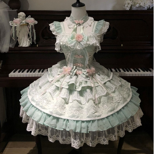 原创设计Lolita洋装 韩菇凉 甜美中华风jsk吊带连衣裙女 桃时雨