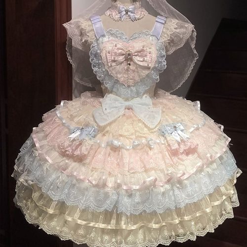 【羽之谣】韩菇凉~原创设计新品Lolita洋装甜美花嫁jsk吊带连衣裙