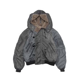 mocuishle（MCSL）N2B飞行员夹克水洗油污连帽棉服外套