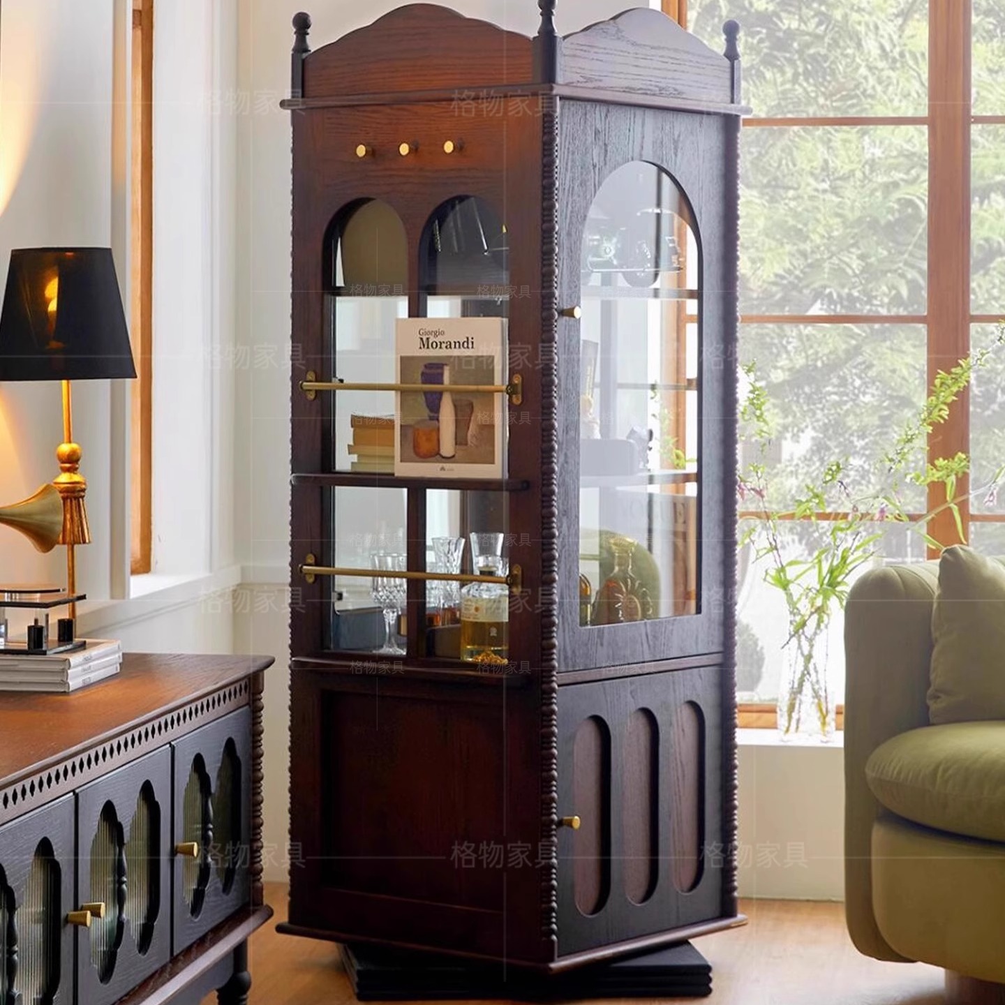 法式复古书柜中古风旋转书柜
