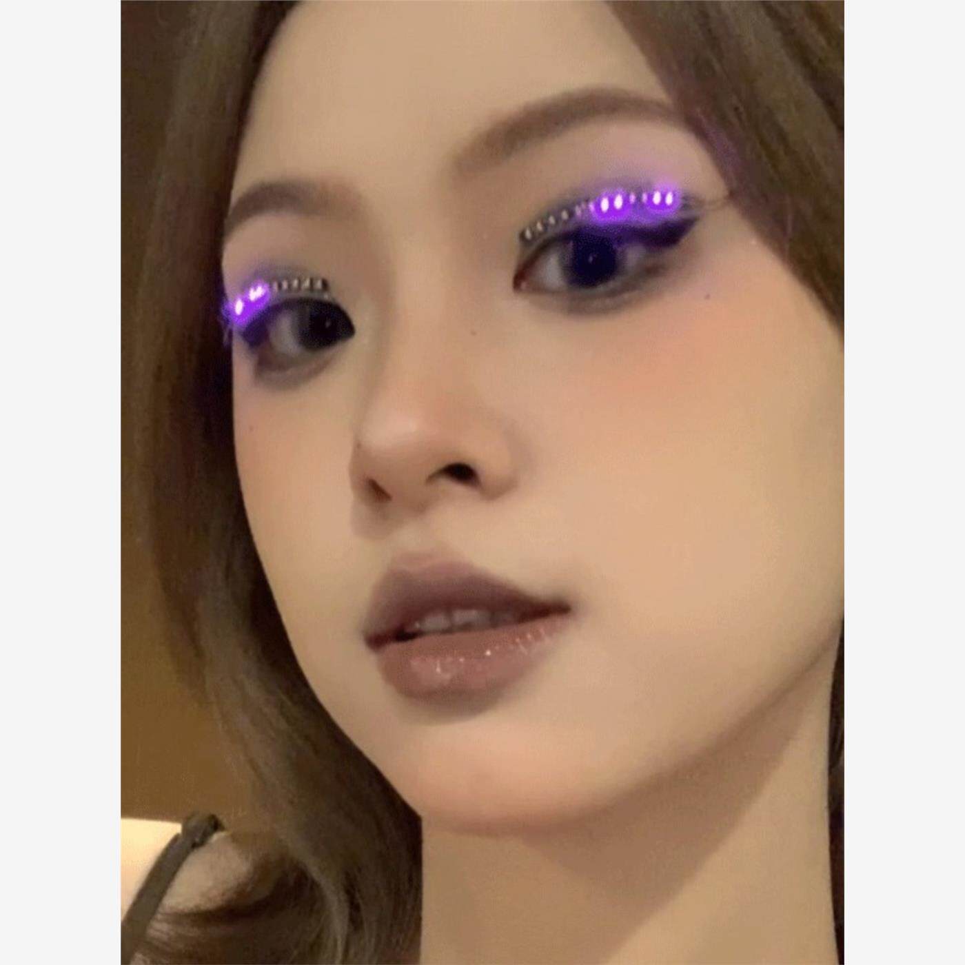 LED发光眼线夜店酒吧双眼皮贴演唱会发光假睫毛炫彩led睫毛灯创意