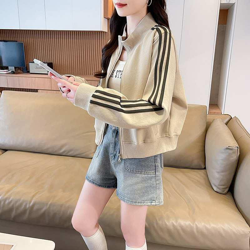 短款设计感立领拉链开衫外套女潮图片