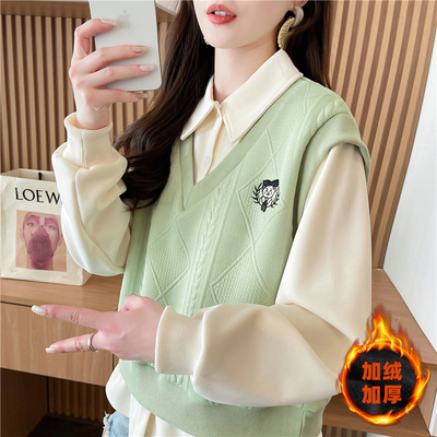 秋冬新款小个子初中生百搭卫衣女