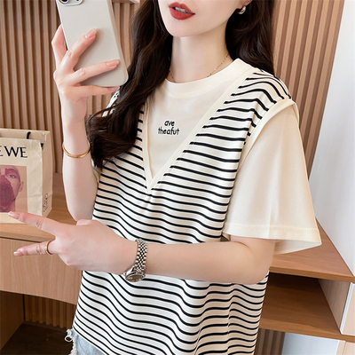 拼接设计感小众百搭短袖t恤女夏