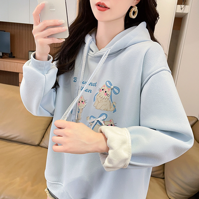 小个子初中生学生连帽卫衣女秋冬